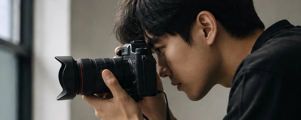 카메라로 장면을 구성하는 크리에이터 콘셉트 이미지