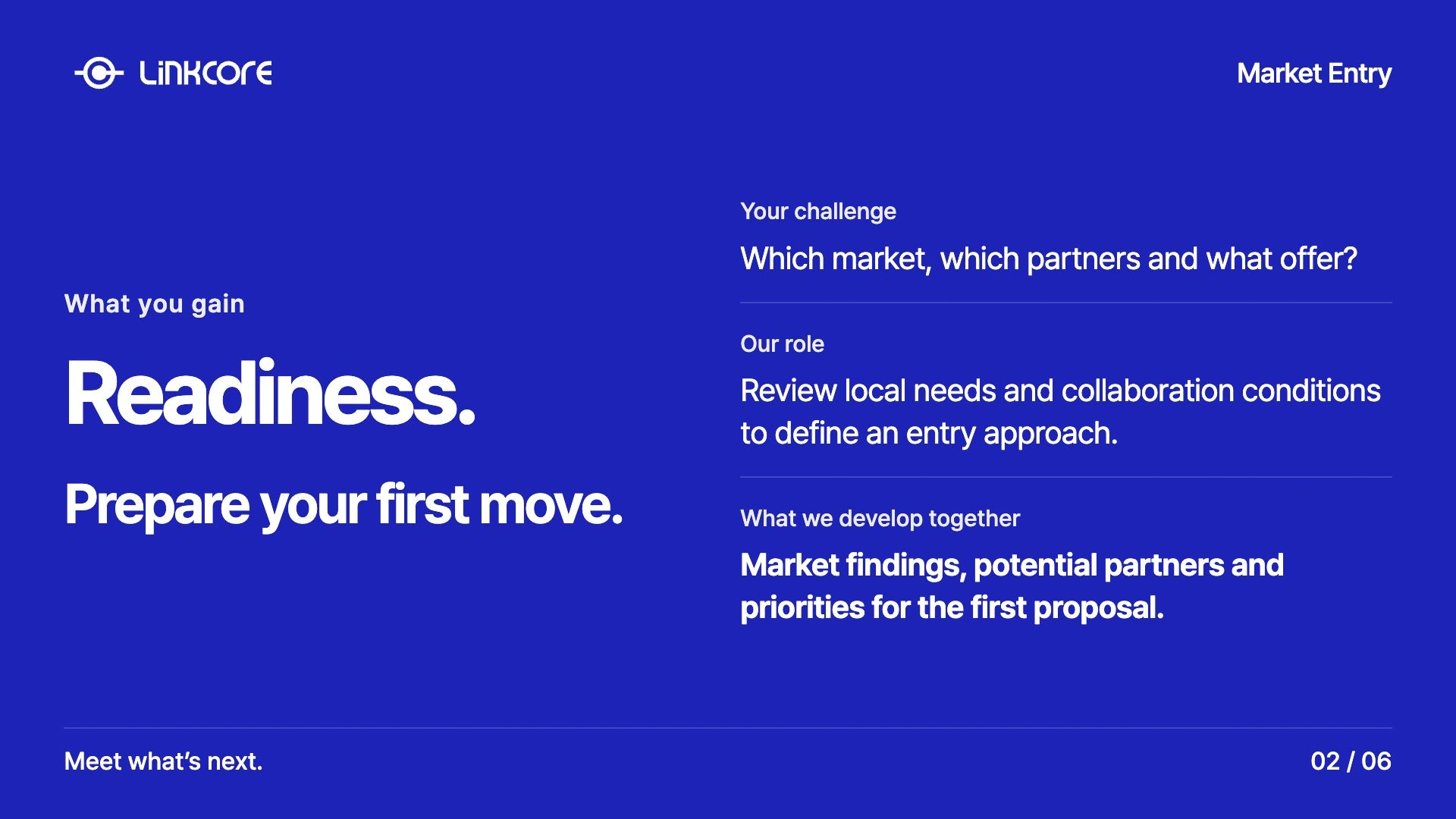 Market Entry. Market findings, potential partners and priorities for the first proposal.
